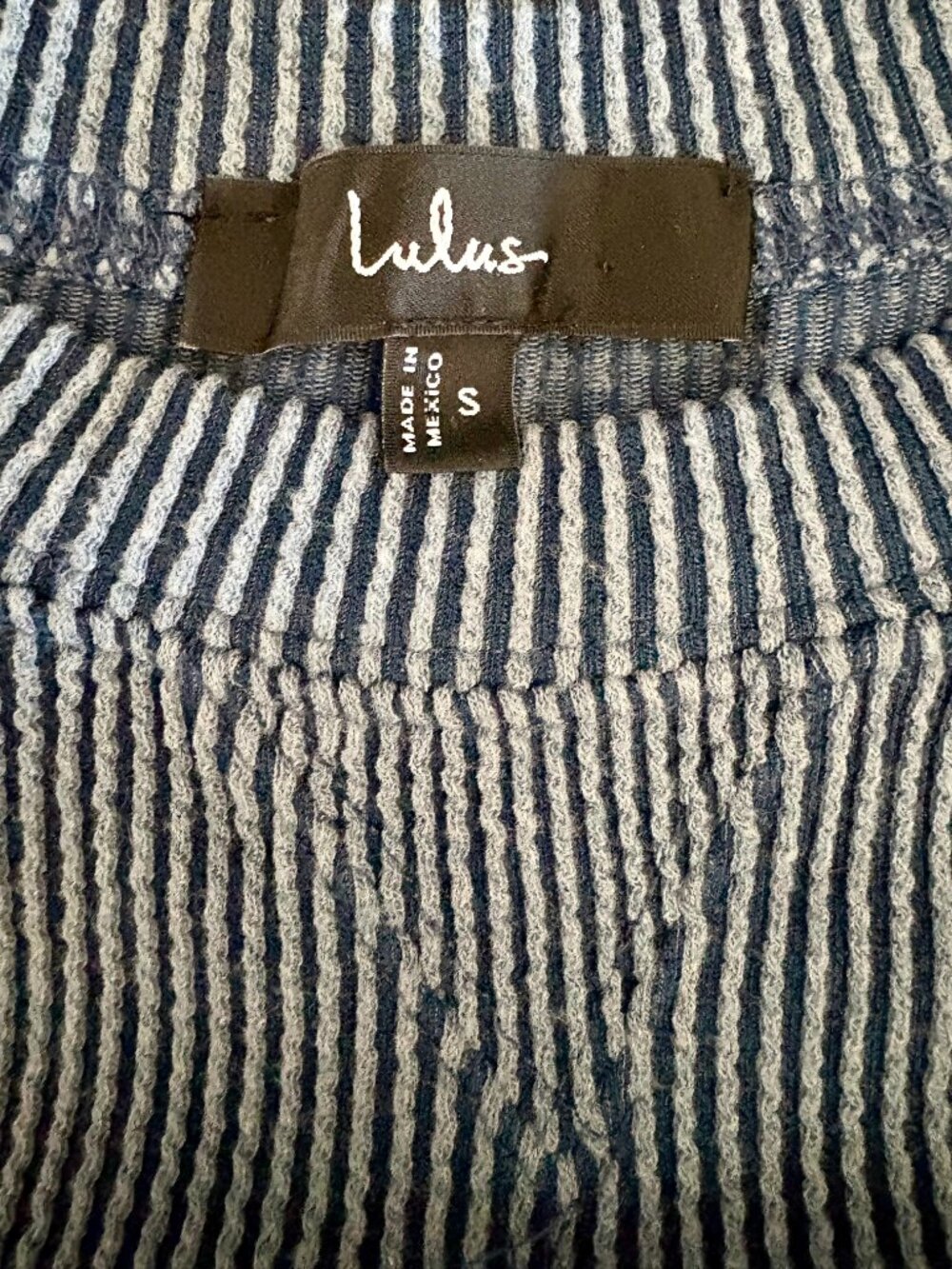 Lulus Slate Blue Textured Ribbed Long Sleeve Crop Top - Picture 5 of 6